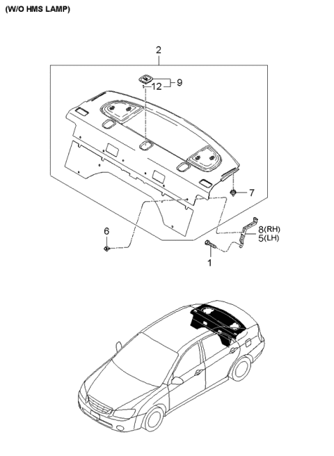 2006 Kia Spectra Rear Package Tray Diagram 1