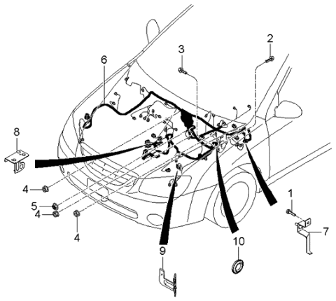 2006 Kia Spectra Wiring Assembly-Control Diagram for 914352F090