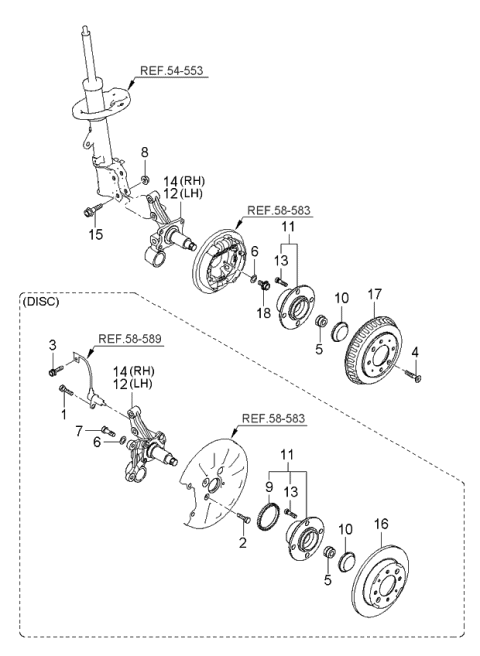 2003 Kia Spectra Rear Wheel Hub Assembly Diagram for 527102D015