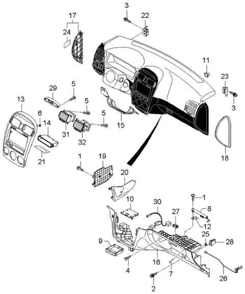 2004 Kia Spectra Crash Pad Lower Diagram