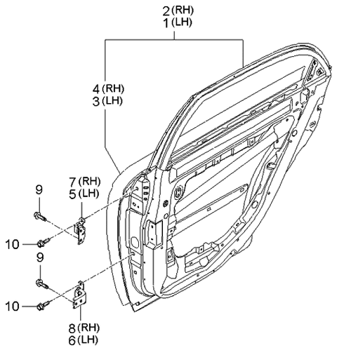 2004 Kia Spectra Sedan (New Body Style) Panel-Rear Door Diagram