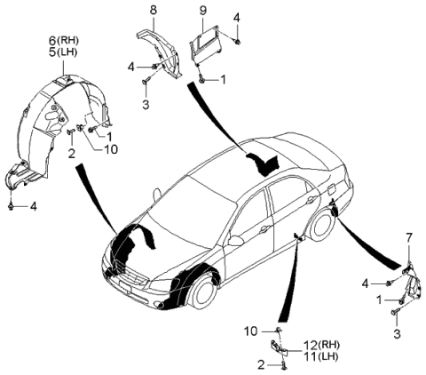 2004 Kia Spectra Guard Assembly-Rear Wheel Diagram for 868222F000