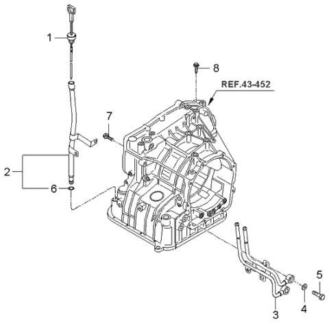 2003 Kia Spectra Oil Level Gauge Assembly Diagram for 4658023300