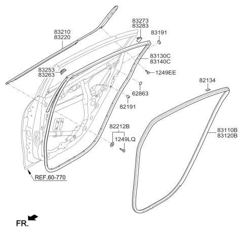 2018 Kia Forte Rear Door Moulding Diagram