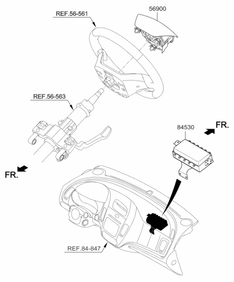 2017 Kia Forte Steering Wheel Air Bag Module Assembly Diagram for 56900A7600