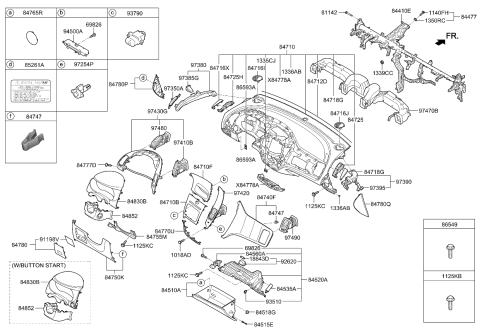 2018 Kia Forte GARNISH Assembly-Crash Pad L Diagram for 84770A7AB0AK5