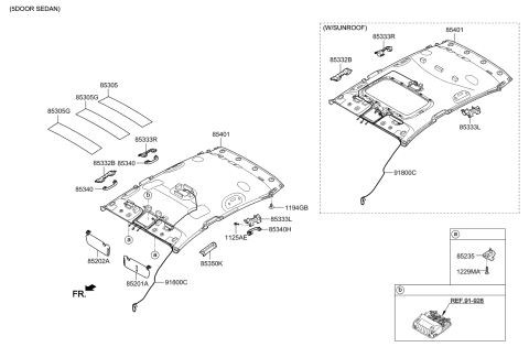 2017 Kia Forte Sunvisor & Head Lining Diagram 1