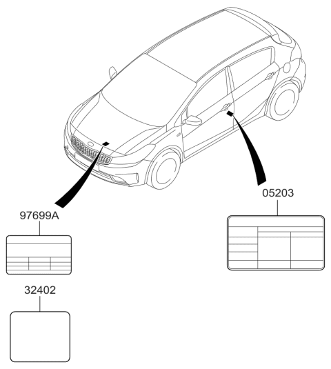 2018 Kia Forte Label-Tire Pressure Diagram for 05203B0760