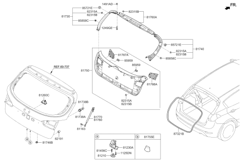 2017 Kia Forte Tail Gate Trim Diagram