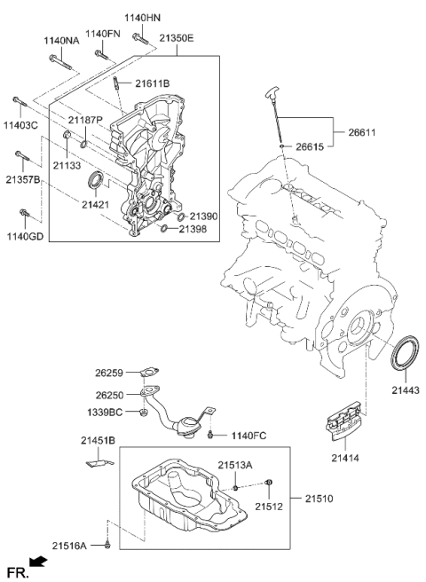 2018 Kia Forte Cover Assembly-Timing Chain Diagram for 213502E330