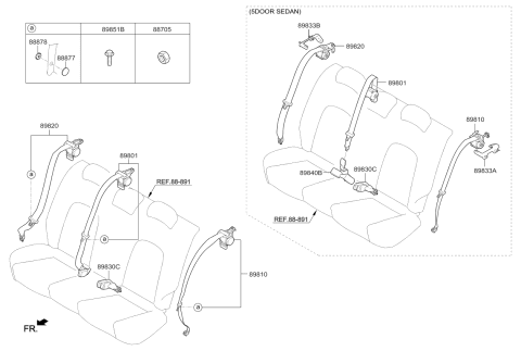 2018 Kia Forte Rear Seat Belt Buckle Assembly Right Diagram for 89840A7020WK