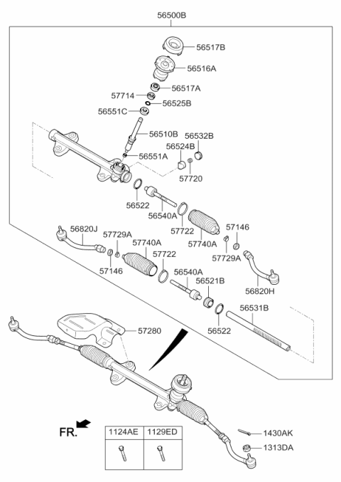 2017 Kia Forte Gear Assembly-Steering Diagram for 56500A7600