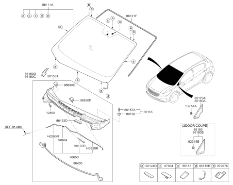 2017 Kia Forte Windshield Glass Diagram for 86111A7DJ0