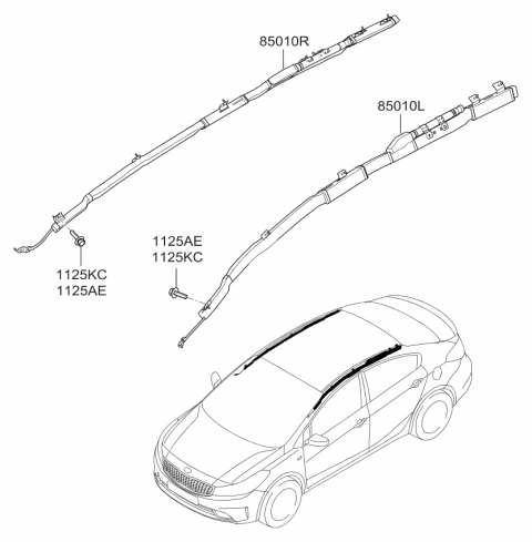 2017 Kia Forte Curtain Air Bag Module, Right Diagram for 85020A7210