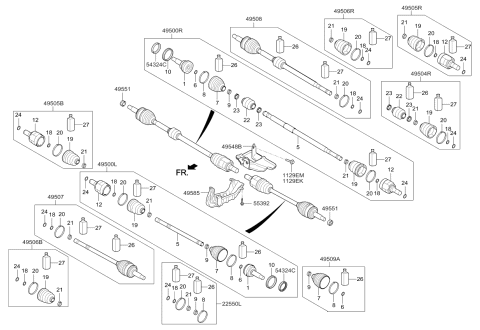 2017 Kia Forte Band & Clip Set,LH Diagram for 495963X4A5