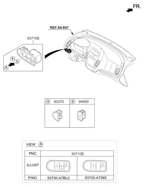 2017 Kia Forte Switch Assembly-Side Crash Pad Diagram for 93702A7085WK