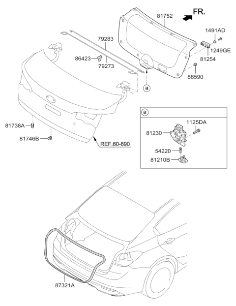 2017 Kia Forte Trunk Lid Trim Diagram