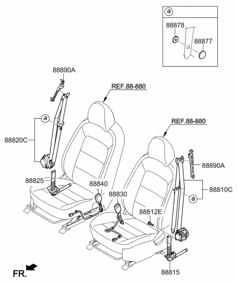 2017 Kia Forte Buckle Assembly-Front Seat Belt Diagram for 88830A7550WK
