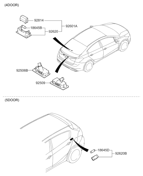 2018 Kia Forte License Plate & Interior Lamp Diagram