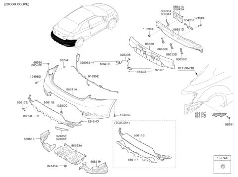 2018 Kia Forte Beam-Rear Bumper Diagram for 86631A7520