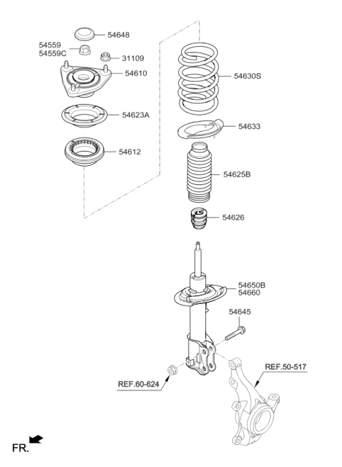 2018 Kia Forte Pad-Front Spring Upper Diagram for 54623A5000