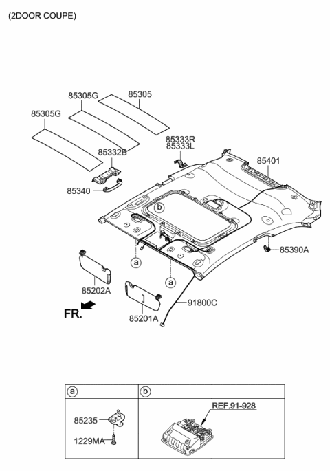 2018 Kia Forte Sunvisor & Head Lining Diagram 2