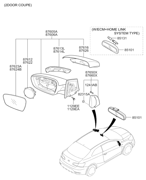 2018 Kia Forte Mirror-Outside Rear View Diagram 2