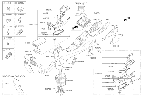 2018 Kia Forte COVER ASSY-FR CONSOL Diagram for 84640A7500D8C