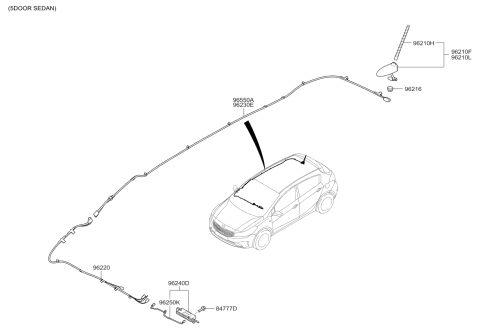 2018 Kia Forte Roof Antenna Assembly Diagram for 96210A7700