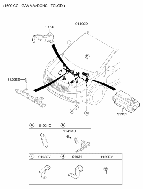 2018 Kia Forte Bracket-Wiring Mounting Diagram for 919313X121