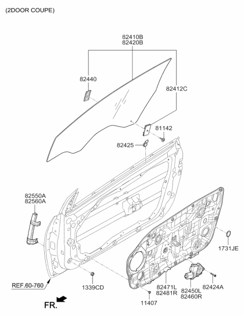 2018 Kia Forte Front Door Window Regulator & Glass Diagram 2