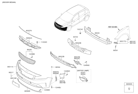 2017 Kia Forte Moulding-Front Bumper Diagram for 86522A7800