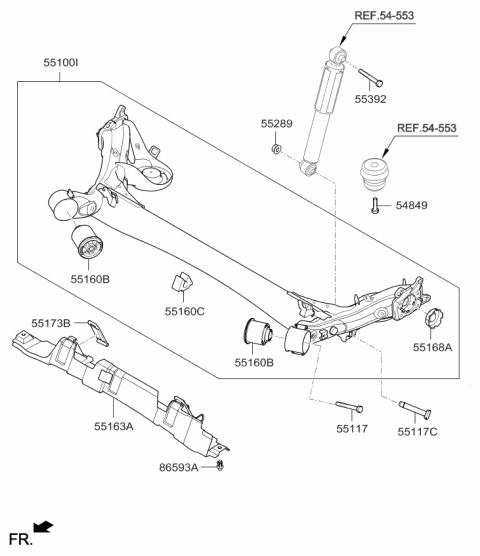 2018 Kia Forte Torsion Axle Complete Diagram for 55100A7102