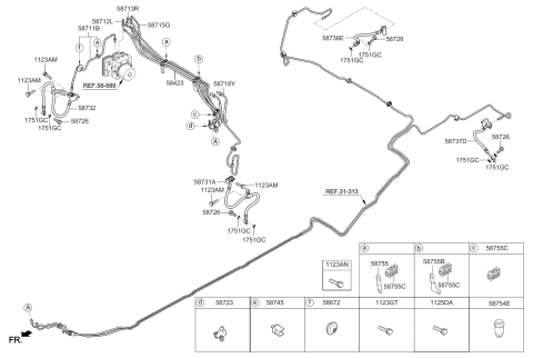 2017 Kia Forte Tube-Master Cylinder To Hydraulic Unit Diagram for 58718A7260