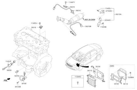 2017 Kia Forte CAMSHAFT Position Sensor Diagram for 393502E200