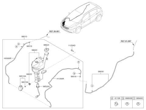 2018 Kia Forte Motor & Pump Assembly-Windshield Washer Diagram for 985102J500