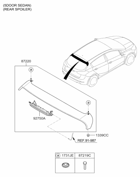 2017 Kia Forte Roof Garnish & Rear Spoiler Diagram 2