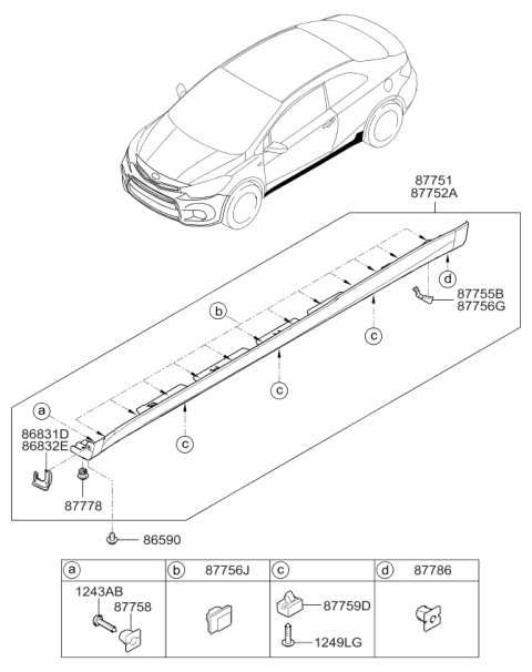 2018 Kia Forte Body Side Moulding Diagram