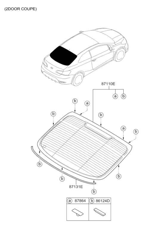 2017 Kia Forte Rear Window Glass & Moulding Diagram 2