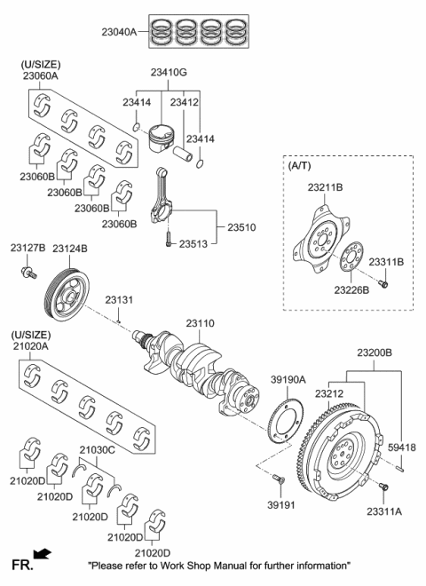 2017 Kia Forte Bearing Pair Set-Connecting Rod Diagram for 230602E045