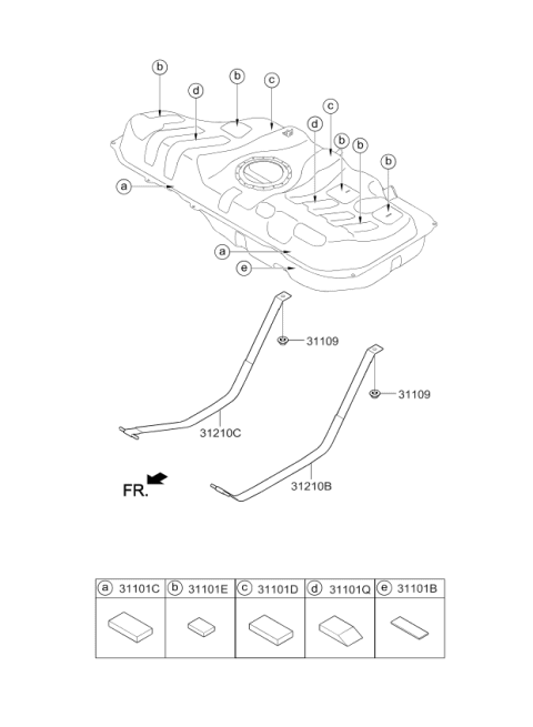 2018 Kia Forte Band Assembly-Fuel Tank Diagram for 312113X000