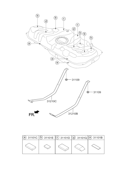 2018 Kia Forte Band Assembly-Fuel Tank Diagram for 312112V000