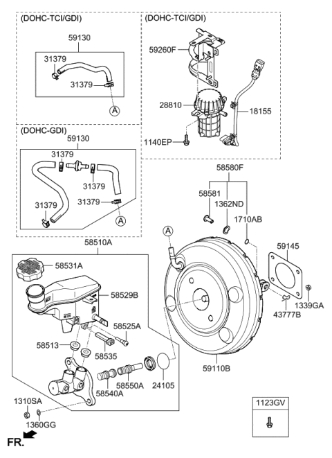 2017 Kia Forte Brake Master Cylinder & Booster Diagram