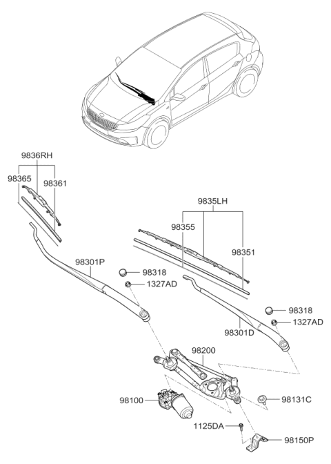 2018 Kia Forte Windshield Wiper Diagram