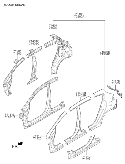 2017 Kia Forte Panel Assembly-Quarter Inner Diagram for 71601A7800