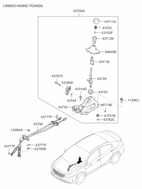 2017 Kia Forte Shift Lever Control Diagram 2