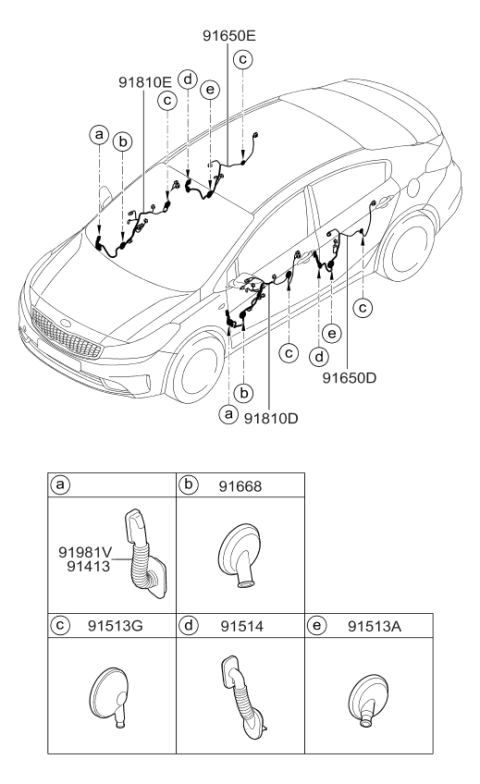 2018 Kia Forte Wiring Assembly-Front Door(Pa Diagram for 91611A7400