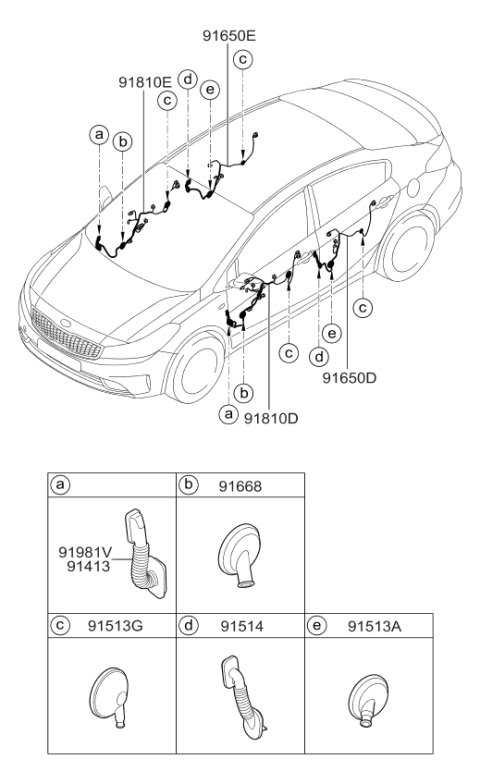 2018 Kia Forte Wiring Assembly-Fr Dr(Pa Diagram for 91611A7340