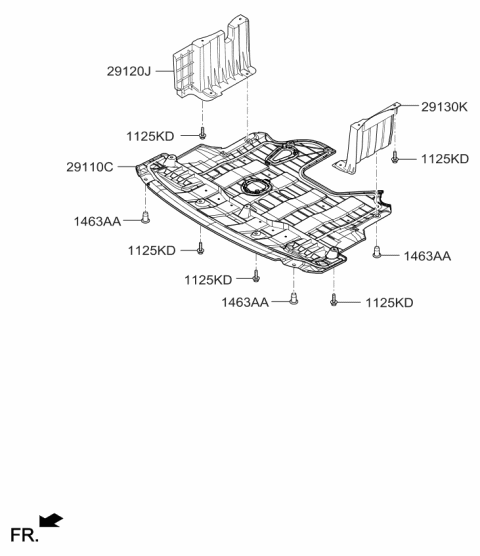 2018 Kia Forte Panel Assembly-Under Cover Diagram for 29110B0000