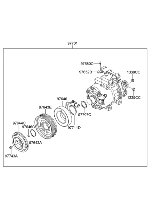 2010 Kia Optima PULLEY Assembly-A/C Compressor Diagram for 976433L270